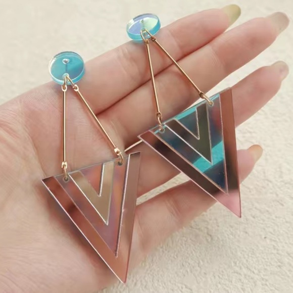 Iridescent Modern Geo Earrings - Picture 1 of 3